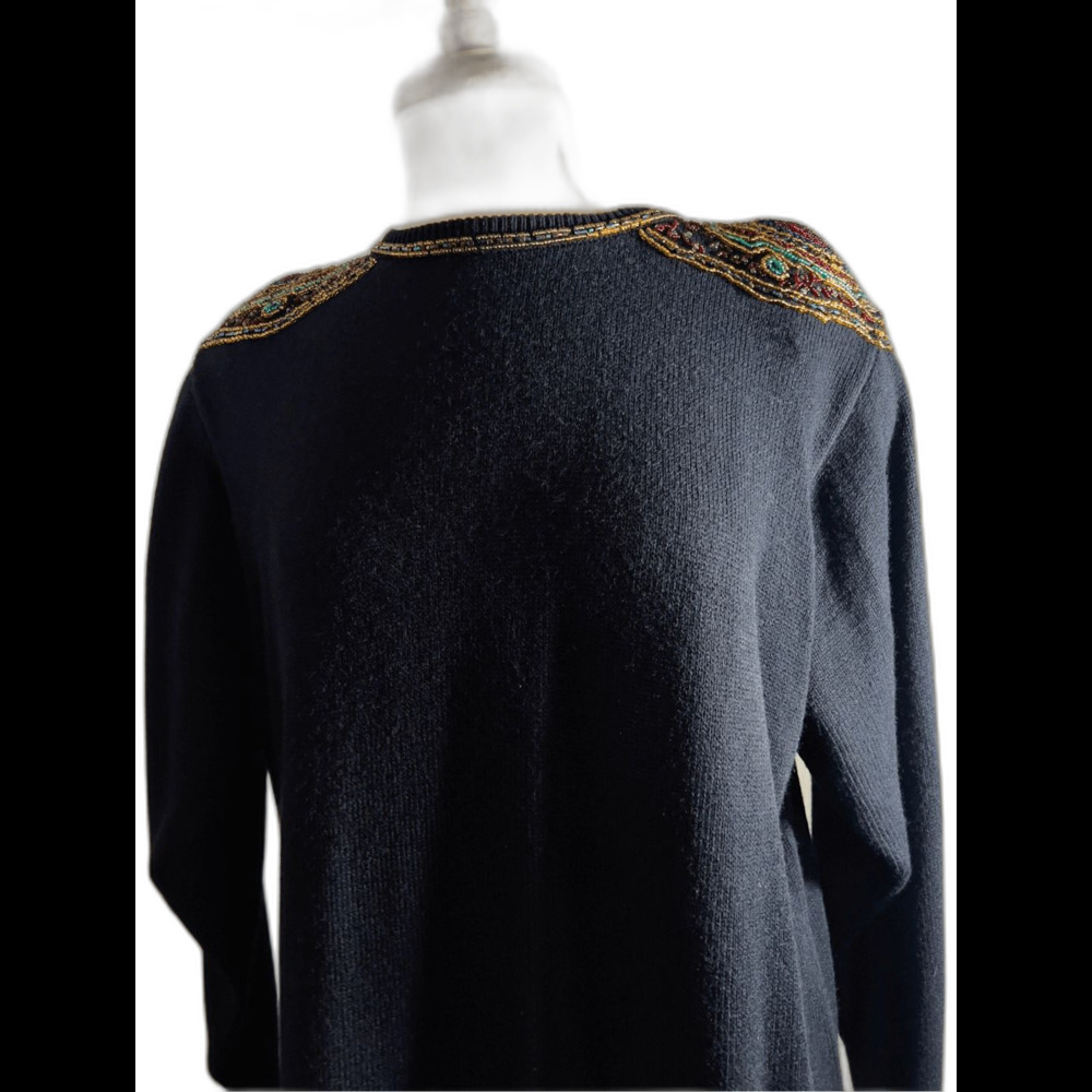 Lady Darian Sweater Dress Size XXL Vintage 90's Maximalist Black Sweater Dress - Picture 4 of 6